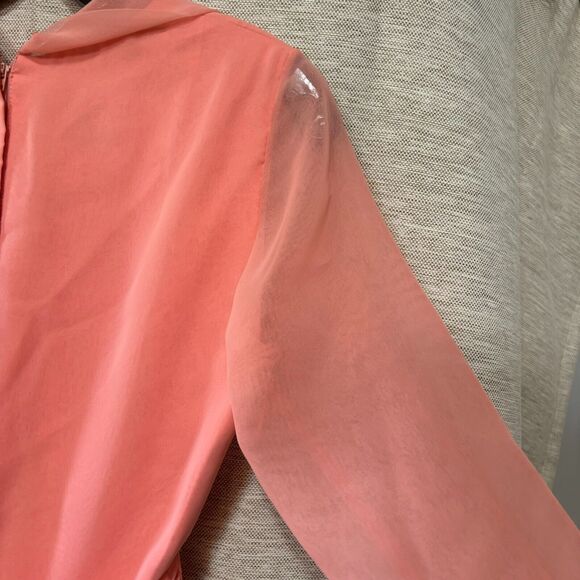 Vintage 1960s Jack Bryan Gown Peach Chiffon Belted Maxi Dress - size 10 - Picture 11 of 16